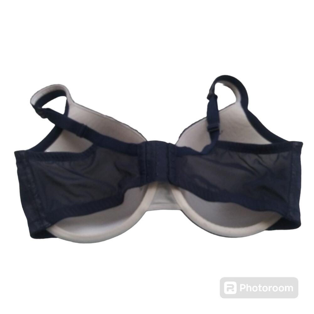 Cacique Full Coverage Lightly Lined Bra Women  Navy Blue Lace Size 40 DDD - Picture 2 of 10